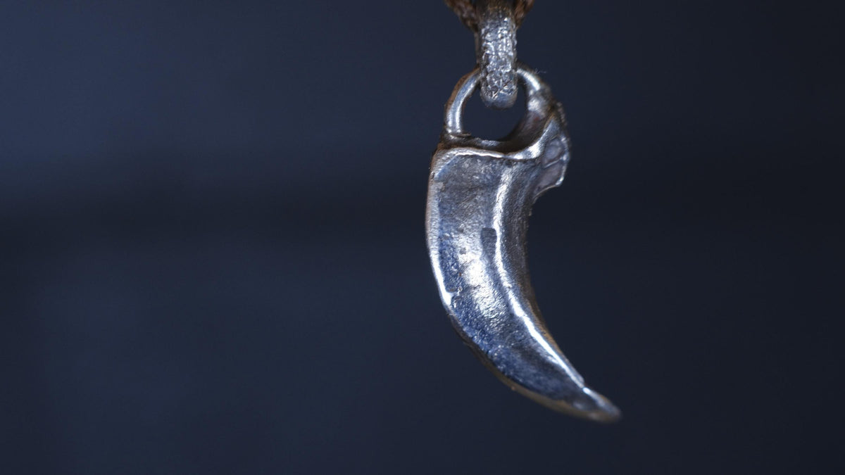 Wolf Claw Talisman Pendant in Sterling Silver on Adjustable Hand Woven Cord