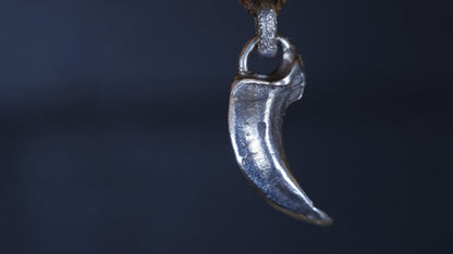 Handmade sterling silver wolf claw spirit animal talisman with rugged oxidised finish