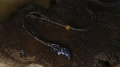 Handmade sterling silver lion claw spirit animal talisman with rugged oxidised finish