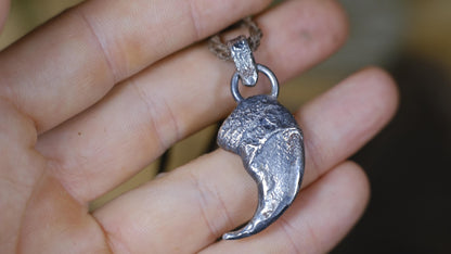 Handmade sterling silver lion claw spirit animal talisman with rugged oxidised finish