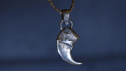 Handmade sterling silver lion claw spirit animal talisman with rugged oxidised finish