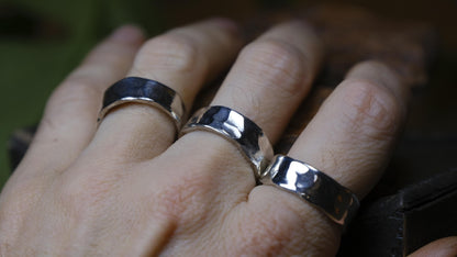 Heavy handmade hammered sterling silver wide band ring made to order