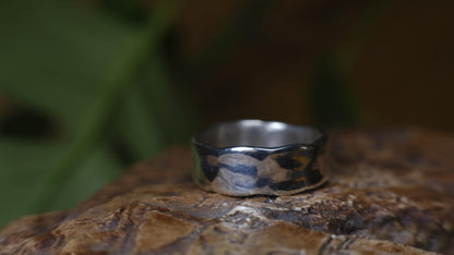 Heavy handmade hammered sterling silver wide band ring made to order