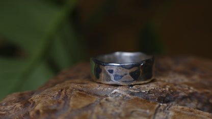 Heavy handmade hammered sterling silver wide band ring made to order