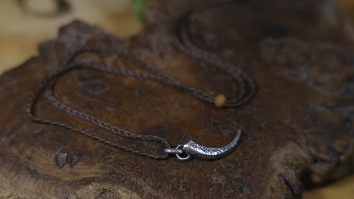 Eagle Talon Talisman Pendant in Sterling Silver on Adjustable Cord