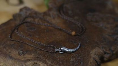 Handmade sterling silver eagle talon spirit animal talisman with oxidised finish