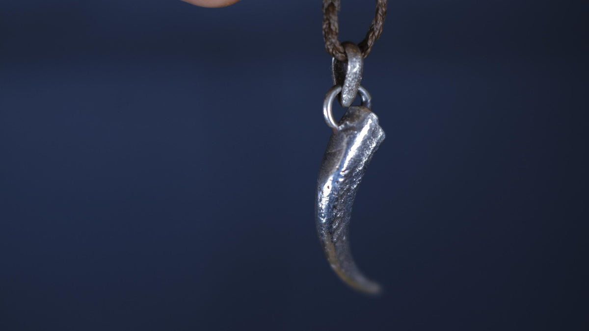 Eagle Talon Talisman Pendant in Sterling Silver on Adjustable Cord