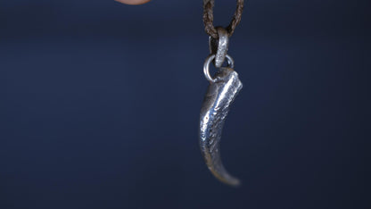 Handmade sterling silver eagle talon spirit animal talisman with oxidised finish