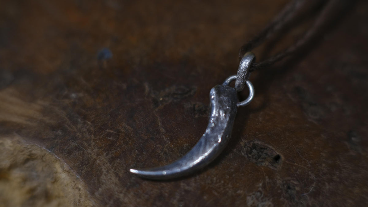 Eagle Talon Talisman Pendant in Sterling Silver on Adjustable Cord