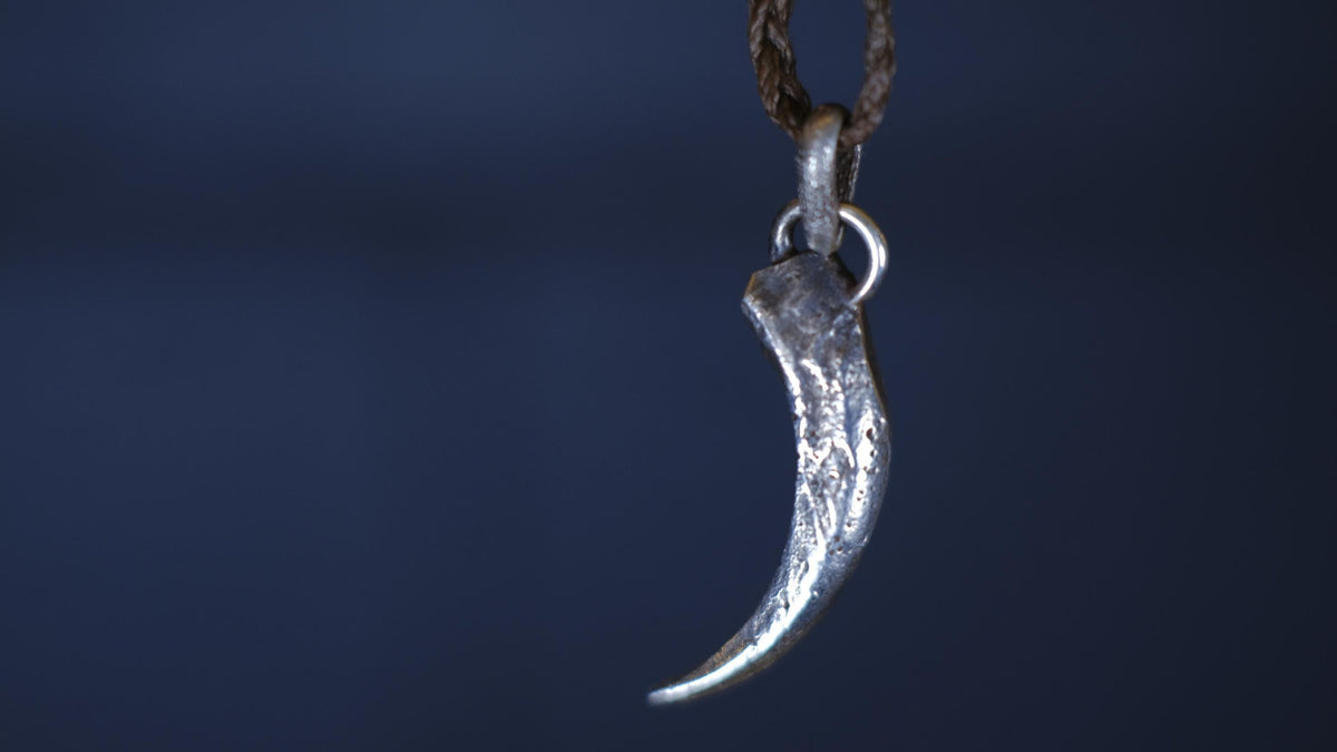 Eagle Talon Talisman Pendant in Sterling Silver on Adjustable Cord