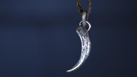 Handmade sterling silver eagle talon spirit animal talisman with oxidised finish