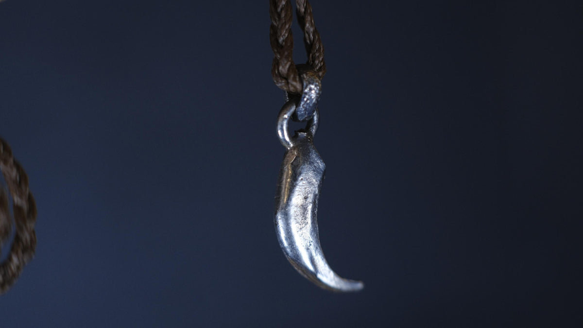 Small Eagle Talon Talisman Pendant in Sterling Silver on Adjustable Cord
