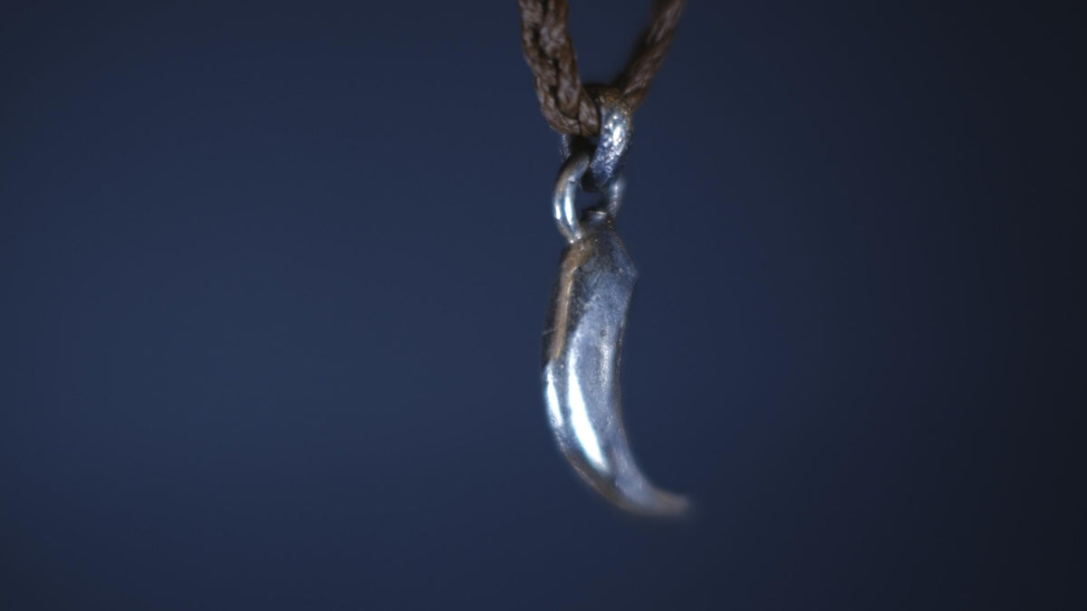 Small Eagle Talon Talisman Pendant in Sterling Silver on Adjustable Cord