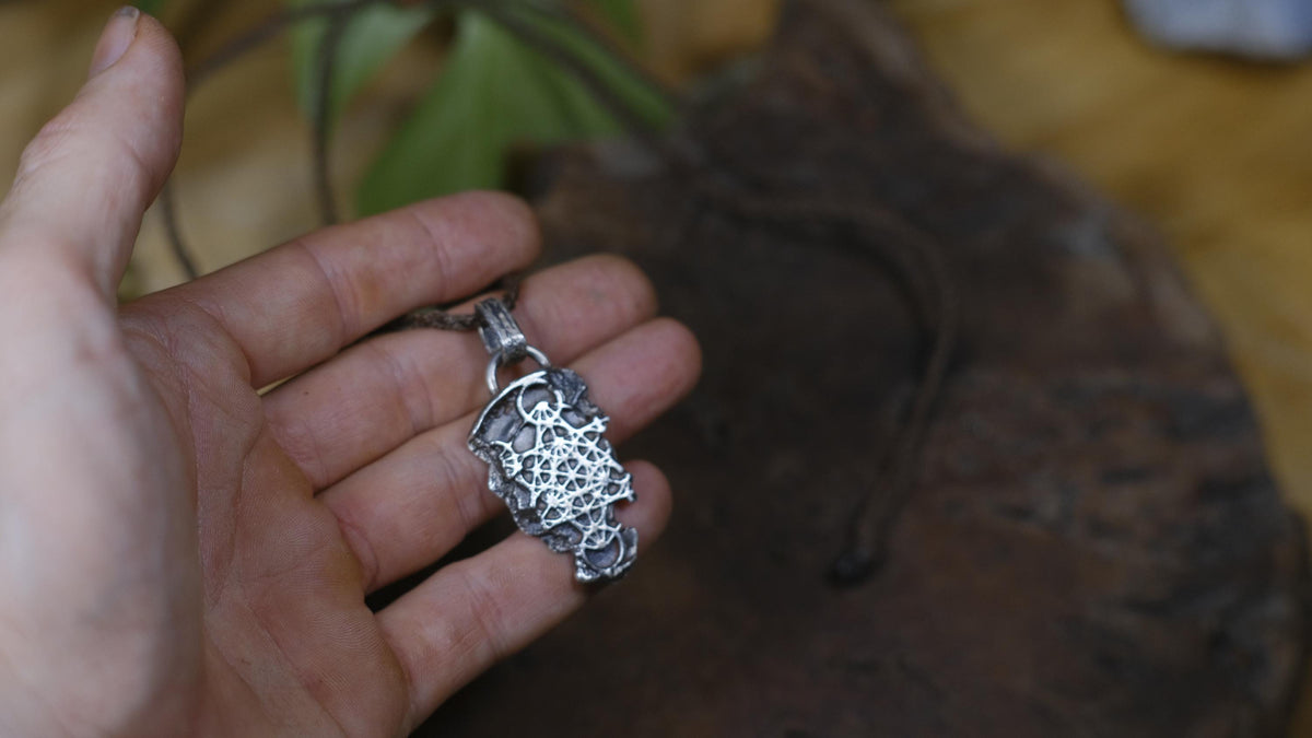 Handmade Sterling Silver Metatron's cube Pendant - Sacred Geometry Jewelry - Oxidised FInish