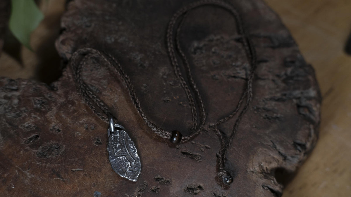 Mayan Temple Relic Talisman Pendant in Sterling Silver on Adjustable Necklace