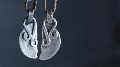 Pair of Temple Relic Amulets ~ Rustic Textured Silver Sacred Geometry Pendants