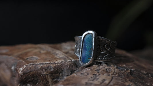Blue Australian Opal Ring