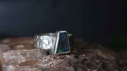 Rugged Pirate Style Boulder Opal Ring