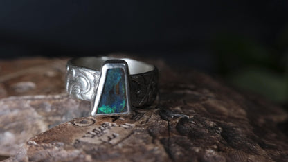Rugged Pirate Style Boulder Opal Ring
