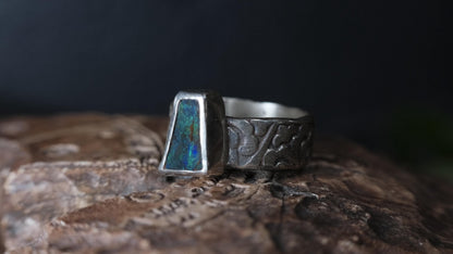 Rugged Pirate Style Boulder Opal Ring