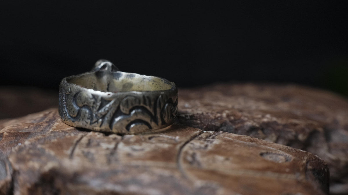 Electric blue and green Yowah boulder opal ring in 9ct gold and textured sterling silver, size 10.5