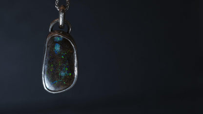 Boulder Opal Set in Sterling Silver with Chain