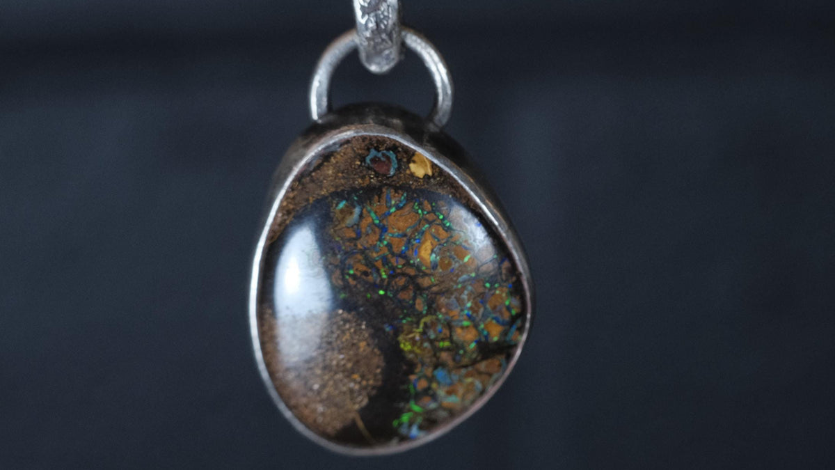 Yowah boulder opal necklace in pirate-inspired sterling silver