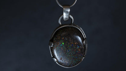 One-of-a-kind Australian Koroit opal sterling silver necklace