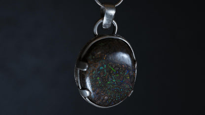 Koroit matrix boulder opal necklace in sterling silver
