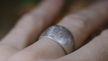 Handmade sterling silver dome ring with brushed matte finish
