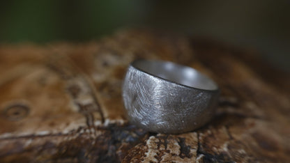 Handmade sterling silver dome ring with brushed matte finish