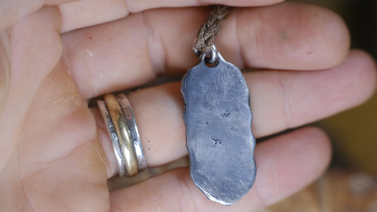 Serpentine Talisman Pendant in Sterling Silver on Adjustable Cord