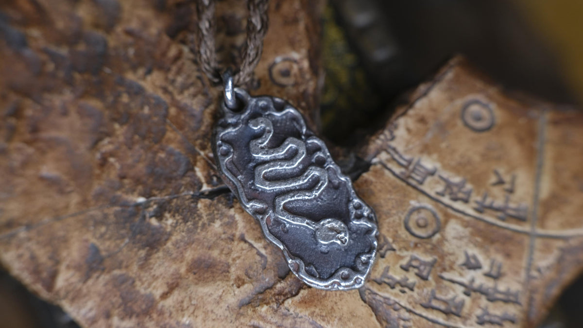 Serpentine Talisman Pendant in Sterling Silver on Adjustable Cord