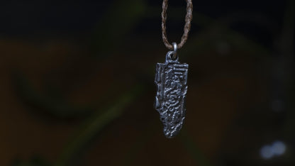 Handmade sterling silver Spiral Out unalome Temple Relic talisman on adjustable cord