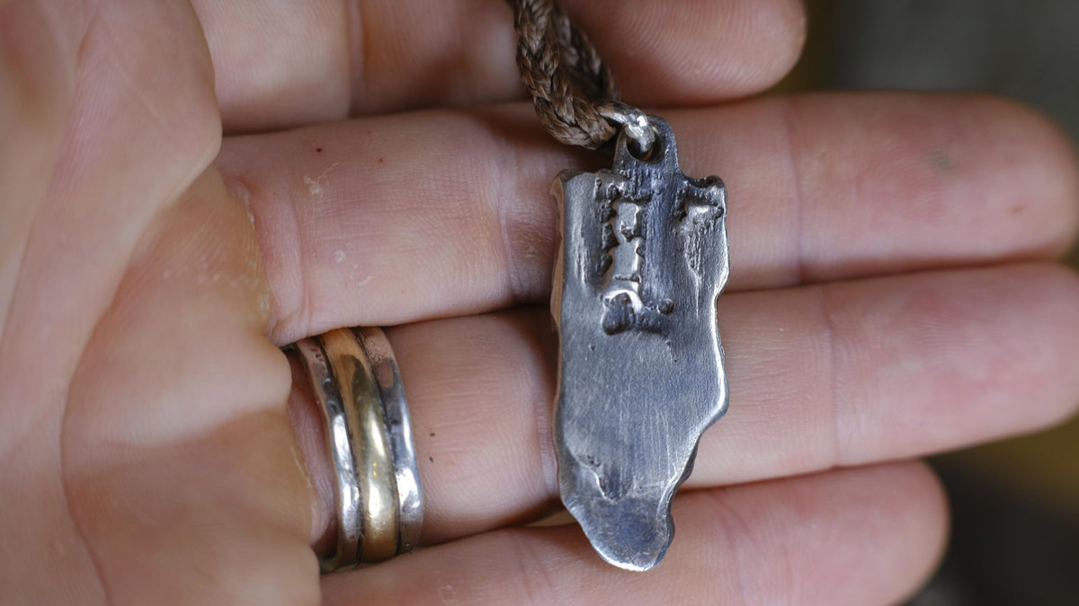 Spiral Out Unilome Temple Relic Talisman Pendant in Sterling Silver on Adjustable Cord