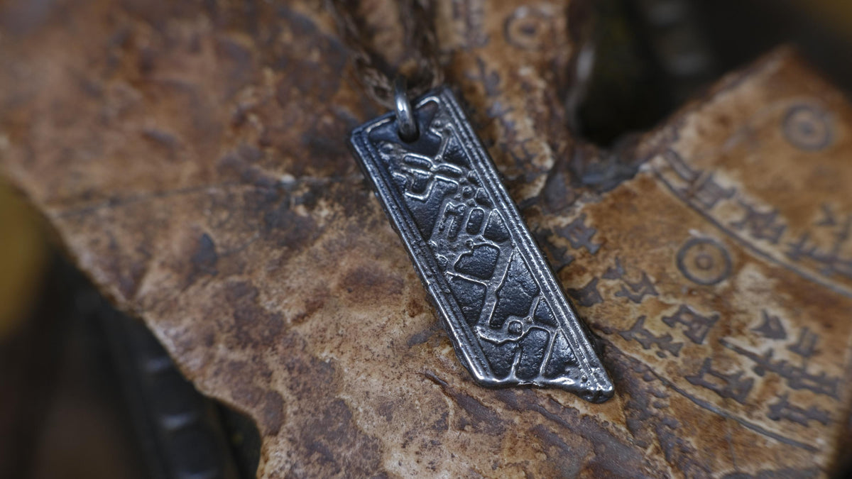 Alien Geometry Temple Relic Talisman Pendant in Sterling Silver on Adjustable Cord