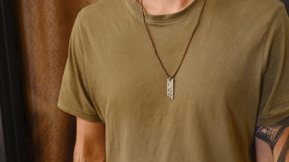 Alien Geometry Temple Relic Talisman Pendant in Sterling Silver on Adjustable Cord