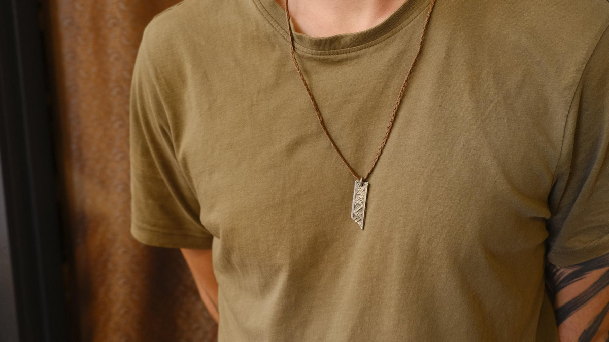 Alien Geometry Temple Relic Talisman Pendant in Sterling Silver on Adjustable Cord