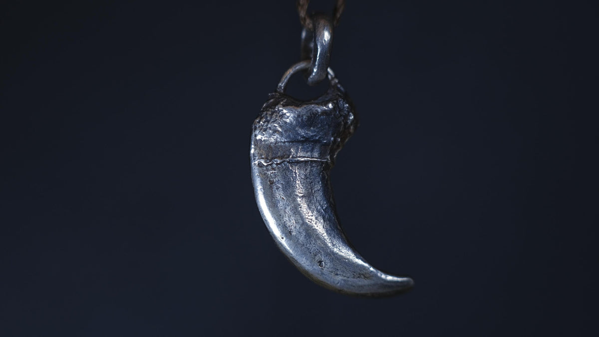 Sterling Silver Bear Claw Pendant with Adjustable Hand Woven Style Necklace