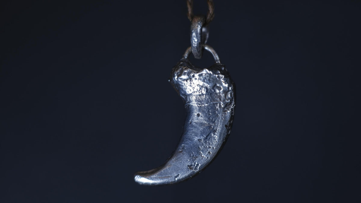Sterling Silver Bear Claw Pendant with Adjustable Hand Woven Style Necklace