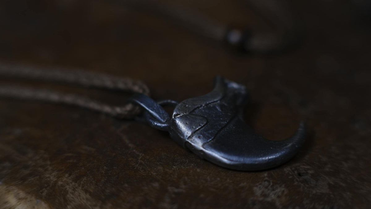Tiger Claw Talsiman Pendant in Sterling Silver with Adjustable Hand Woven Style Necklace
