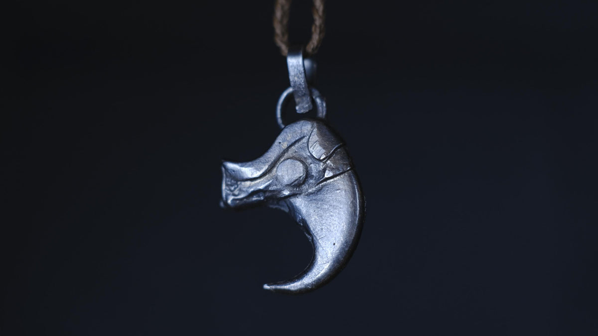 Tiger Claw Talsiman Pendant in Sterling Silver with Adjustable Hand Woven Style Necklace