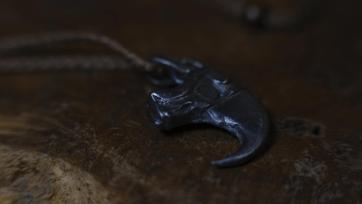 Tiger Claw Talsiman Pendant in Sterling Silver with Adjustable Hand Woven Style Necklace