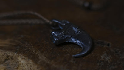 Handmade sterling silver tiger claw spirit animal talisman with rugged oxidised finish