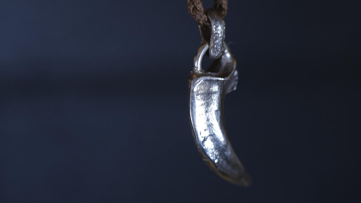 Wolf Claw Talisman Pendant in Sterling Silver on Adjustable Hand Woven Cord