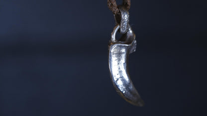 Handmade sterling silver wolf claw spirit animal talisman with rugged oxidised finish