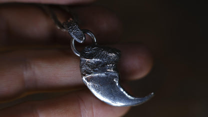 Handmade sterling silver lion claw spirit animal talisman with rugged oxidised finish