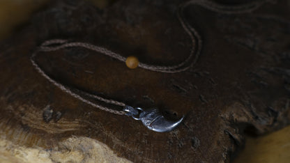 Handmade sterling silver lion claw spirit animal talisman with rugged oxidised finish