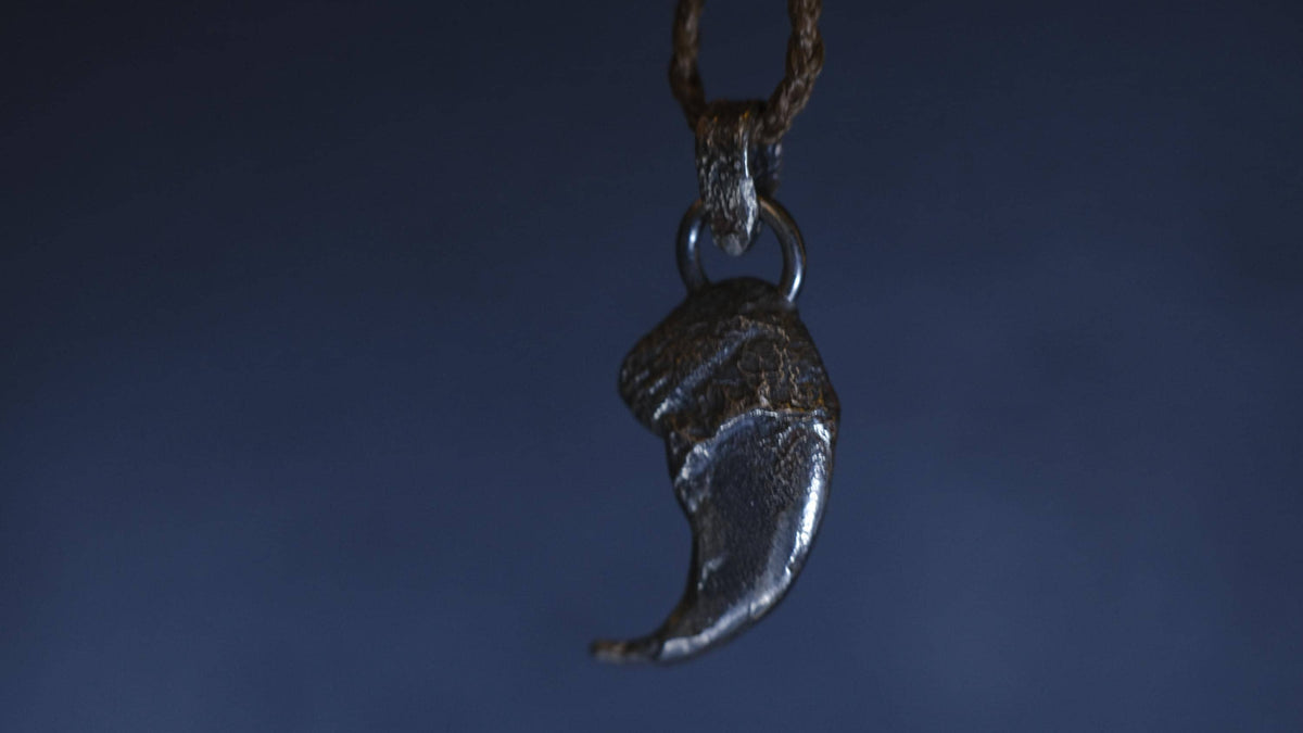 Lions Claw Talisman Pendant in Sterling Silver with Adjustable Hand Woven Necklace