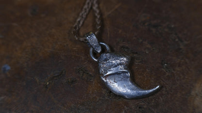 Handmade sterling silver lion claw spirit animal talisman with rugged oxidised finish